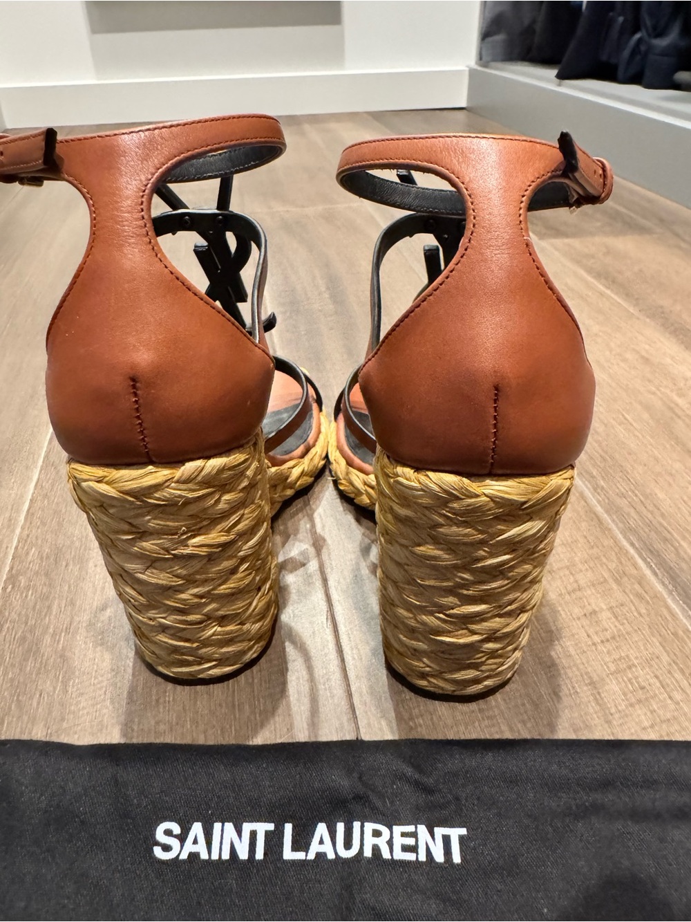 Saint Laurent YSL Cassandra Espadrille Wedge Sandals - Picture 2 of 6